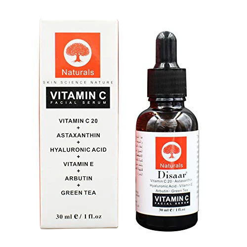 DISAAR BEAUTY Vitamin C Face Facial Serum Astaxanthin Hyaluronic Acid Arbutin Green Tea Skin Science Nature Hydrating Firming