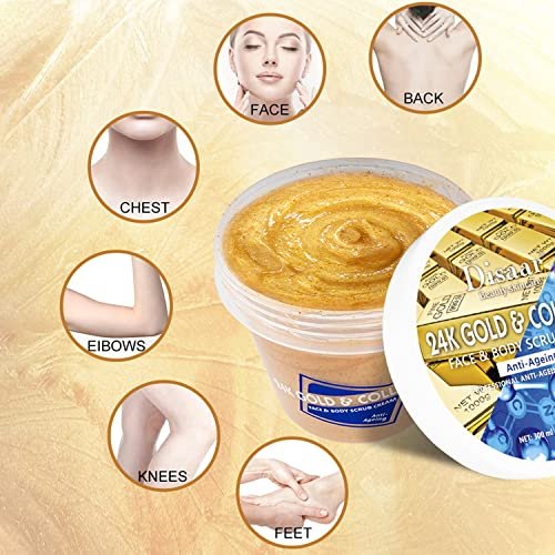 DISAAR BEAUTY 24K Gold Scrub Collagen Face Body Neck Cream Anti-Aging Removes Blackheads - Image 5