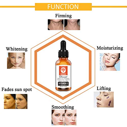 DISAAR BEAUTY Vitamin C Face Facial Serum Astaxanthin Hyaluronic Acid Arbutin Green Tea Skin Science Nature Hydrating Firming — изображение 3