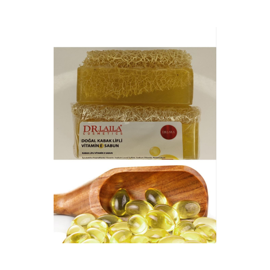 DR-laila-vitamine-lifli-sabun-axtarstore (1080 x 1080 px) DR.LAILA Doğal Kabak Lifli Vitamin E Sabunu, təbii kabak lifləri və Vitamin E ilə zənginləşdirilmiş sabunun şəkli Мыло DR.LAILA с натуральной клетчаткой кабачка и витамином E, изображение с мылом для увлажнения и очищения кожи