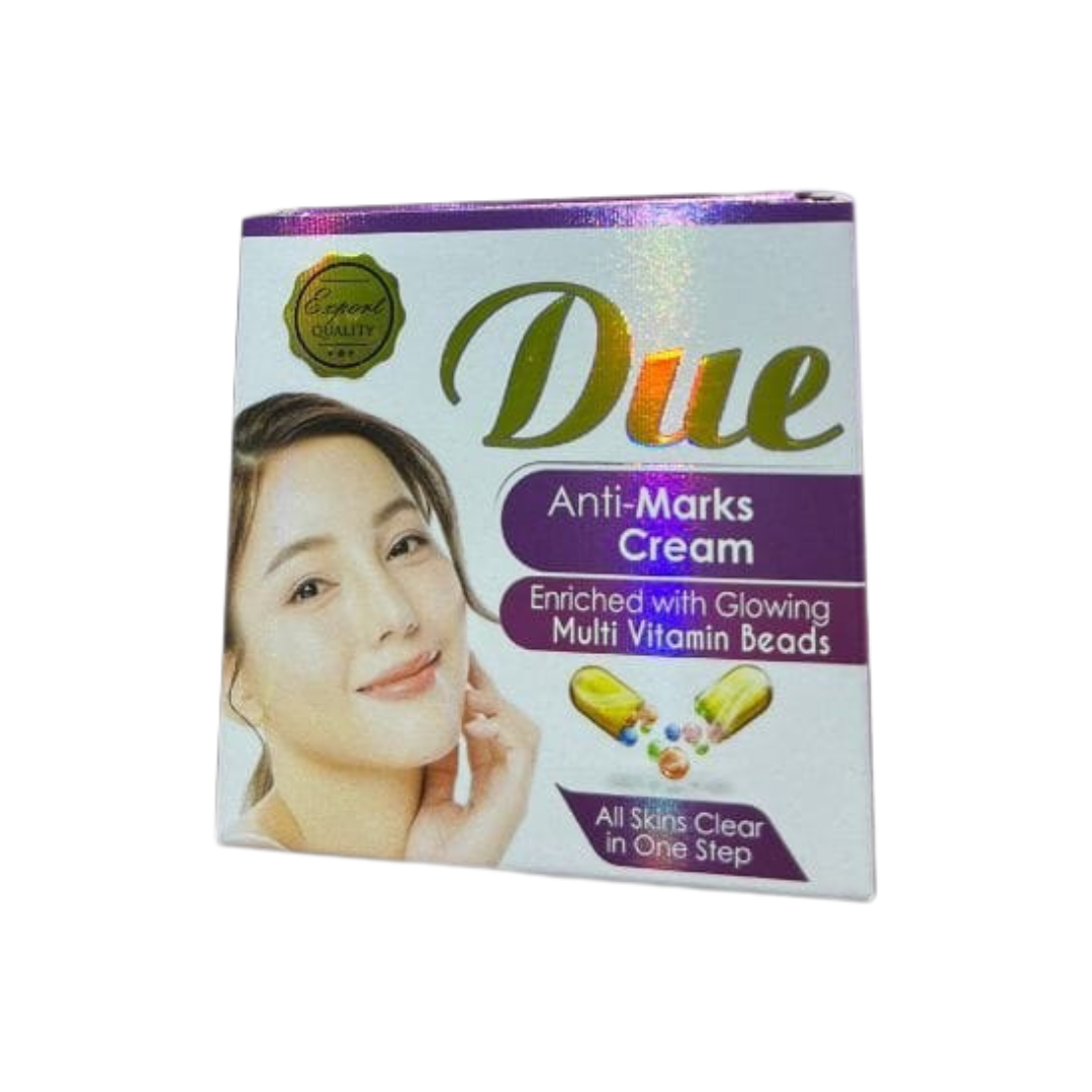 DUE Anti-Marks Cream – ləkə əleyhinə multivitaminli üz kremi qablaşdırması