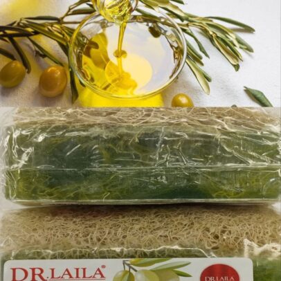 Dr. Laila kabak lifli zeytinyağlı sabun – təbii peeling sabunu qablaşdırması.