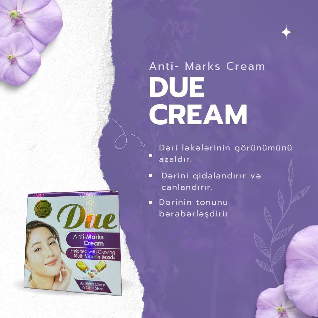 DUE Anti-Marks Cream – Ləkə Əleyhinə Üz Kremi — изображение 2