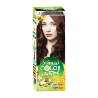 Biocos Color Natural Creme 08 Burgundy sac boyasi bordo rəng